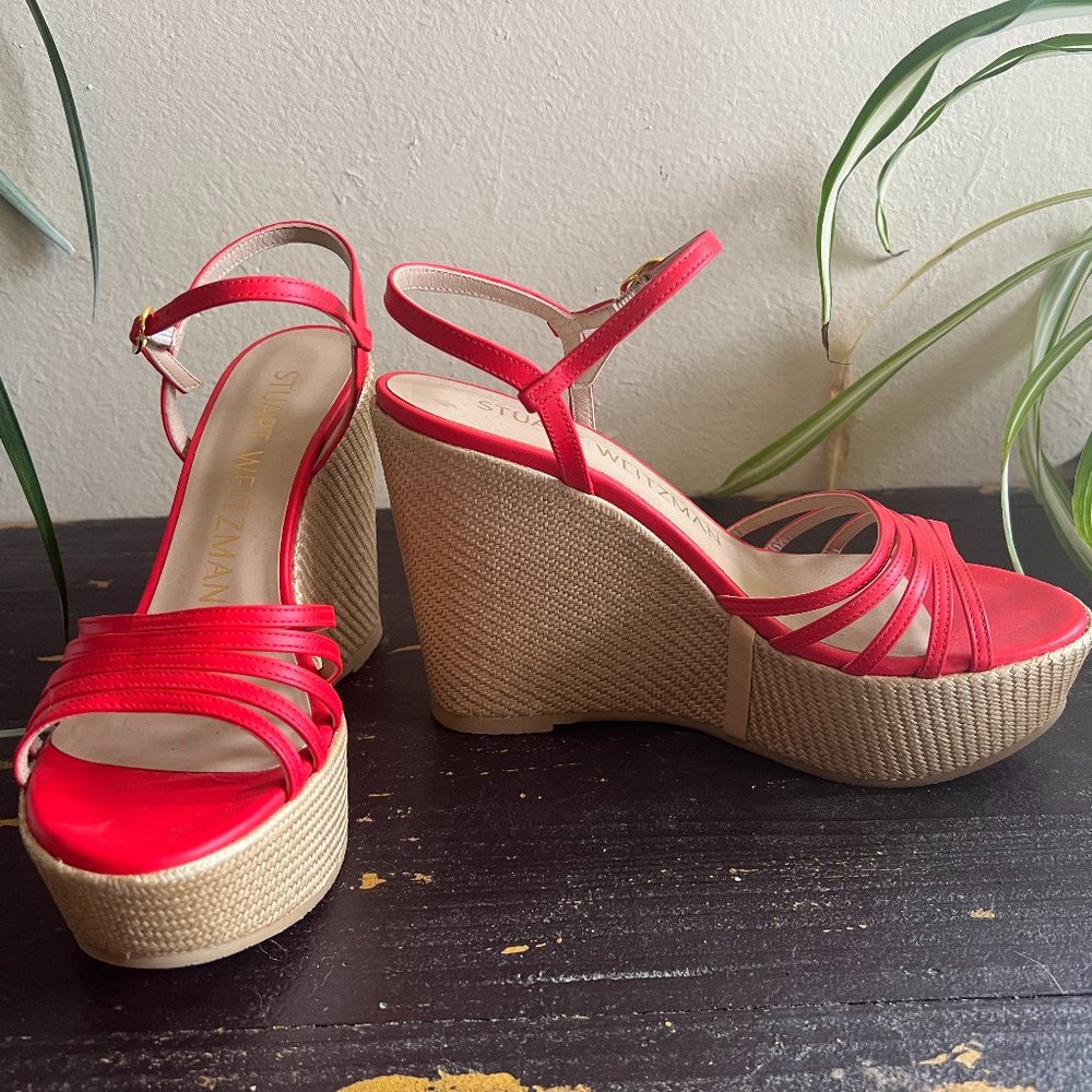 Stuart Weitzman Tomato red espadrille wedge